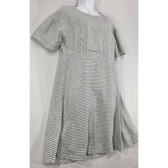 Lands End Womens Dress Linen Blend Natural Striped Navy Nautical Coastal Size 10 - Picture 9 of 16